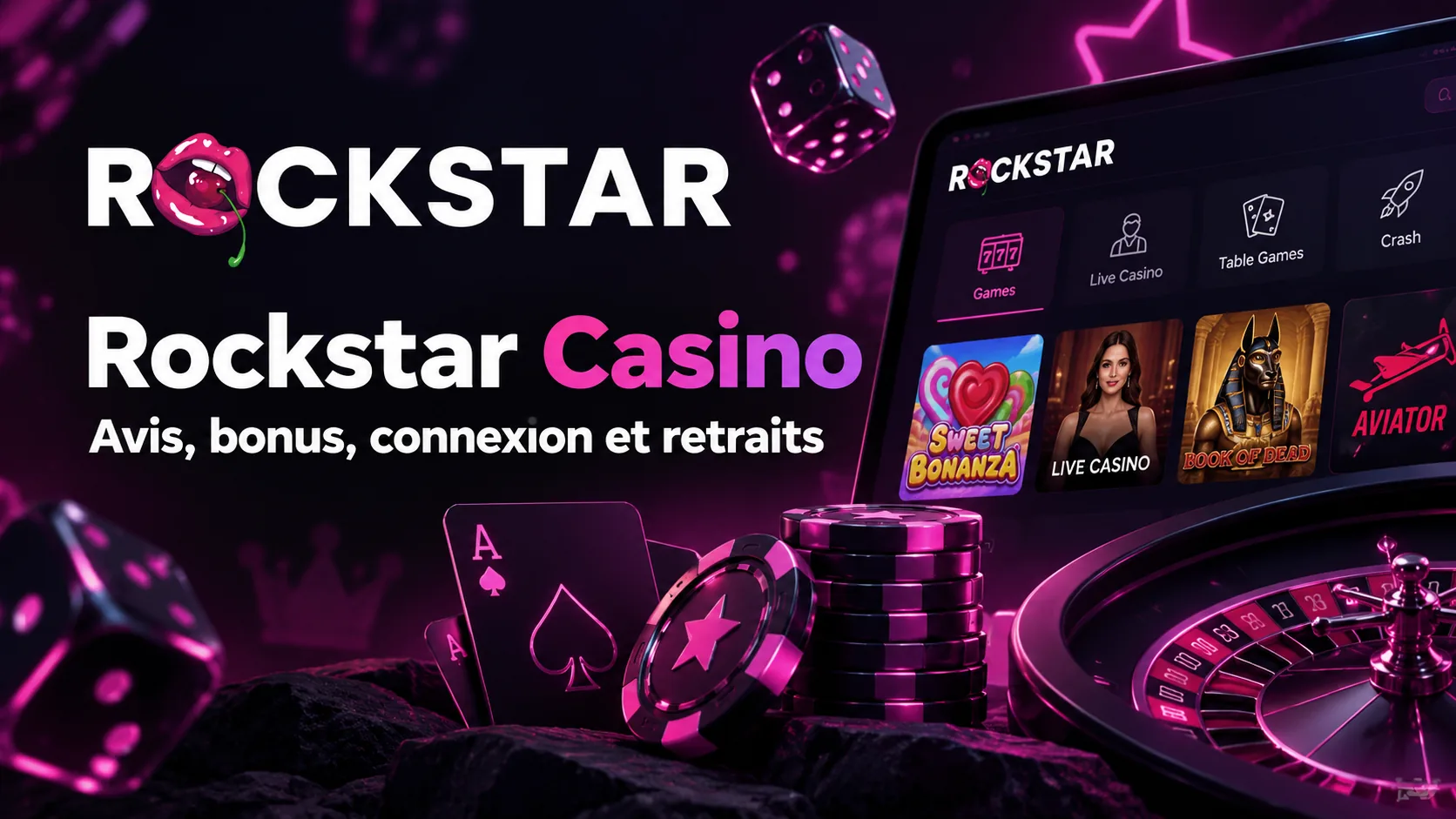 Roulette, cartes et lobby de jeux Rockstar Casino